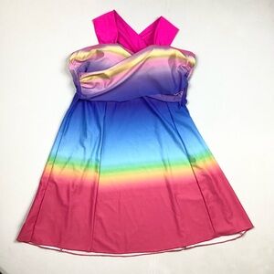 Colorful Swim Dress with Push up underwire bra XL